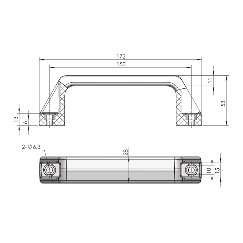 LS522-2 Smooth Surface Industrial Door Handle