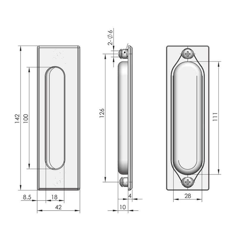 LS523 Zinc Alloy 400N Static Load Door Handle