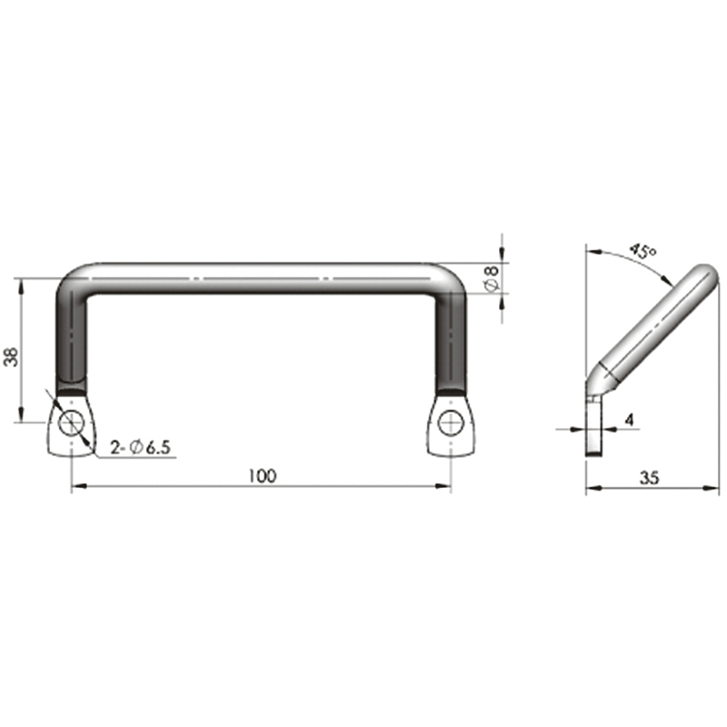 LS531 Carbon Steel Material Industrial Door Handle