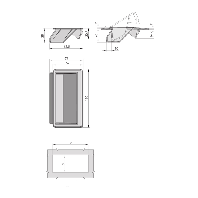 LS537-1 1.5-2.0T Thickness Industrial Door Handle